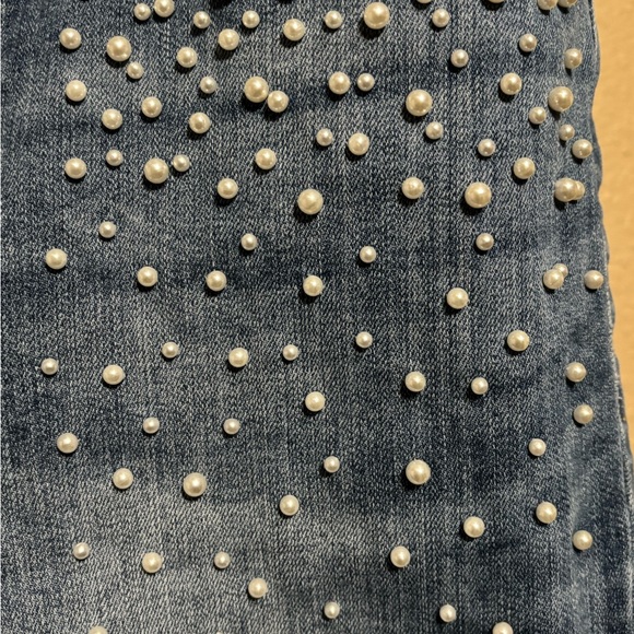 Seven7 Women's Distressed Blue Skinny Jeans with Studs - Picture 4 of 9